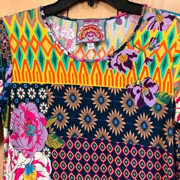 Johnny Was Womens Maggie Multi-Pattern Floral Stretch Midi Dress XS Pink SP NWOT - Picture 6 of 12